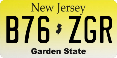 NJ license plate B76ZGR