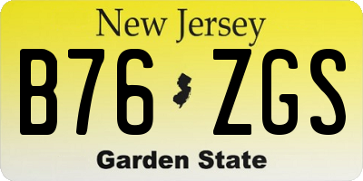 NJ license plate B76ZGS