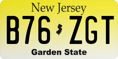 NJ license plate B76ZGT