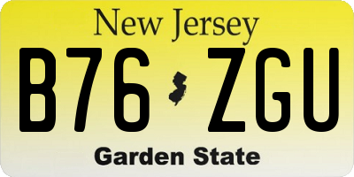 NJ license plate B76ZGU