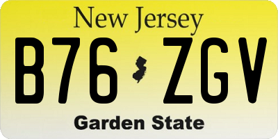 NJ license plate B76ZGV