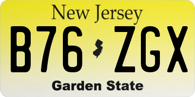 NJ license plate B76ZGX