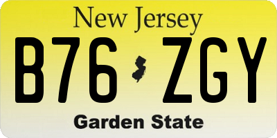 NJ license plate B76ZGY