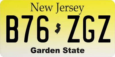 NJ license plate B76ZGZ