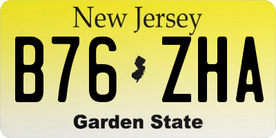 NJ license plate B76ZHA
