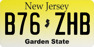 NJ license plate B76ZHB