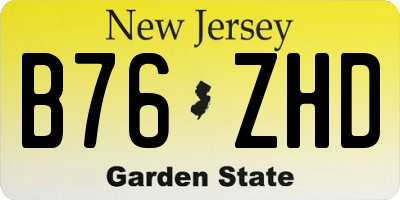 NJ license plate B76ZHD