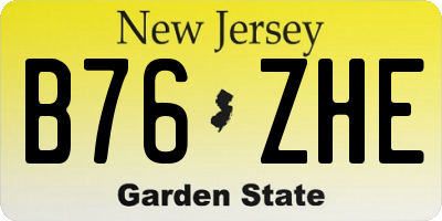NJ license plate B76ZHE
