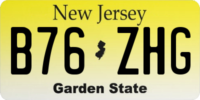 NJ license plate B76ZHG