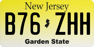 NJ license plate B76ZHH