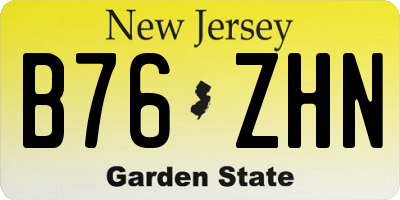 NJ license plate B76ZHN