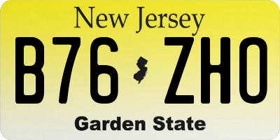 NJ license plate B76ZHO