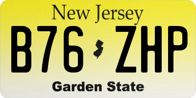 NJ license plate B76ZHP