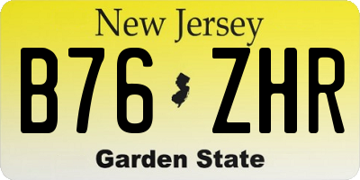 NJ license plate B76ZHR