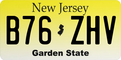 NJ license plate B76ZHV