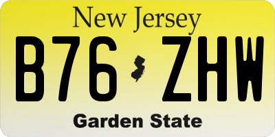 NJ license plate B76ZHW