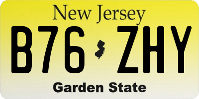 NJ license plate B76ZHY