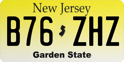 NJ license plate B76ZHZ