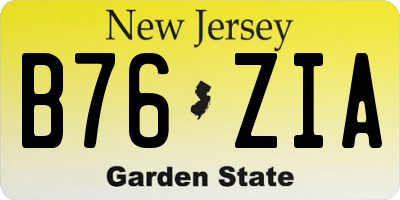 NJ license plate B76ZIA
