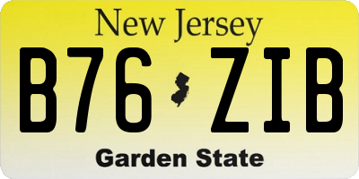 NJ license plate B76ZIB