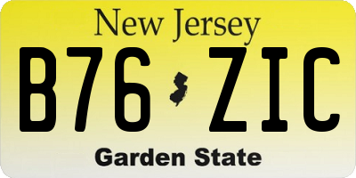 NJ license plate B76ZIC