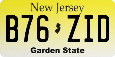 NJ license plate B76ZID