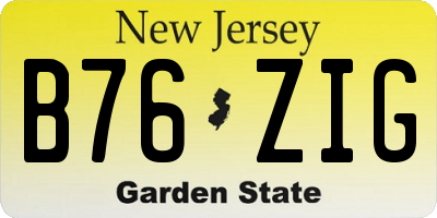 NJ license plate B76ZIG