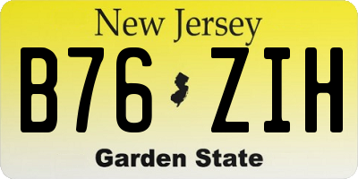 NJ license plate B76ZIH