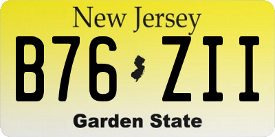 NJ license plate B76ZII