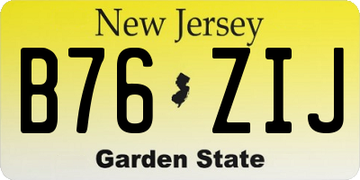 NJ license plate B76ZIJ
