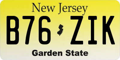 NJ license plate B76ZIK