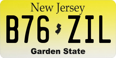 NJ license plate B76ZIL