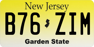 NJ license plate B76ZIM