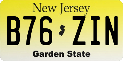 NJ license plate B76ZIN