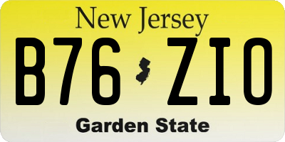 NJ license plate B76ZIO