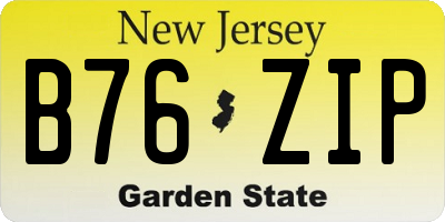 NJ license plate B76ZIP