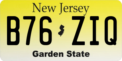 NJ license plate B76ZIQ