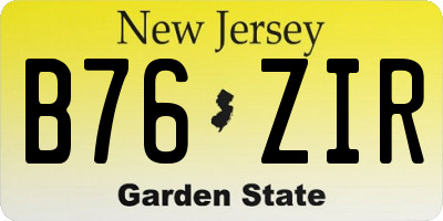 NJ license plate B76ZIR