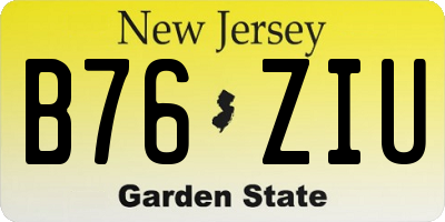 NJ license plate B76ZIU