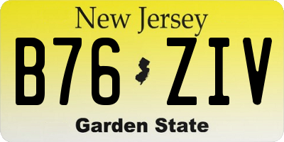 NJ license plate B76ZIV