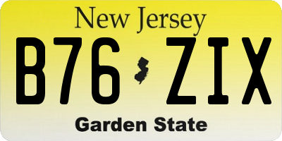NJ license plate B76ZIX