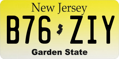 NJ license plate B76ZIY