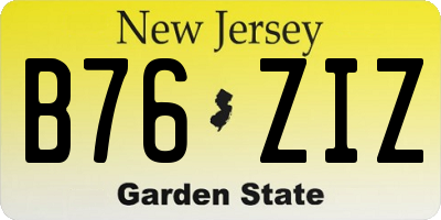 NJ license plate B76ZIZ