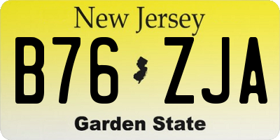 NJ license plate B76ZJA