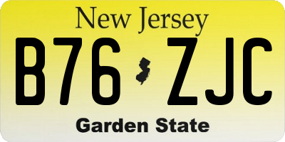 NJ license plate B76ZJC