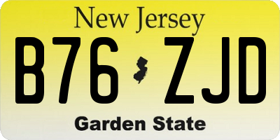 NJ license plate B76ZJD