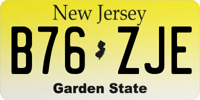 NJ license plate B76ZJE