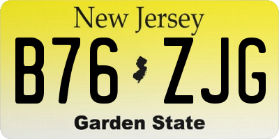 NJ license plate B76ZJG
