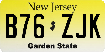 NJ license plate B76ZJK