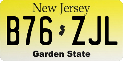 NJ license plate B76ZJL